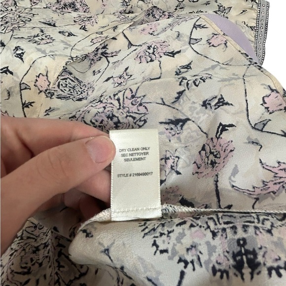 Rebecca Taylor Womens Silk V-neck Long Sleeve Printed Blouse Peasant Cream Sz 4 - Picture 9 of 11